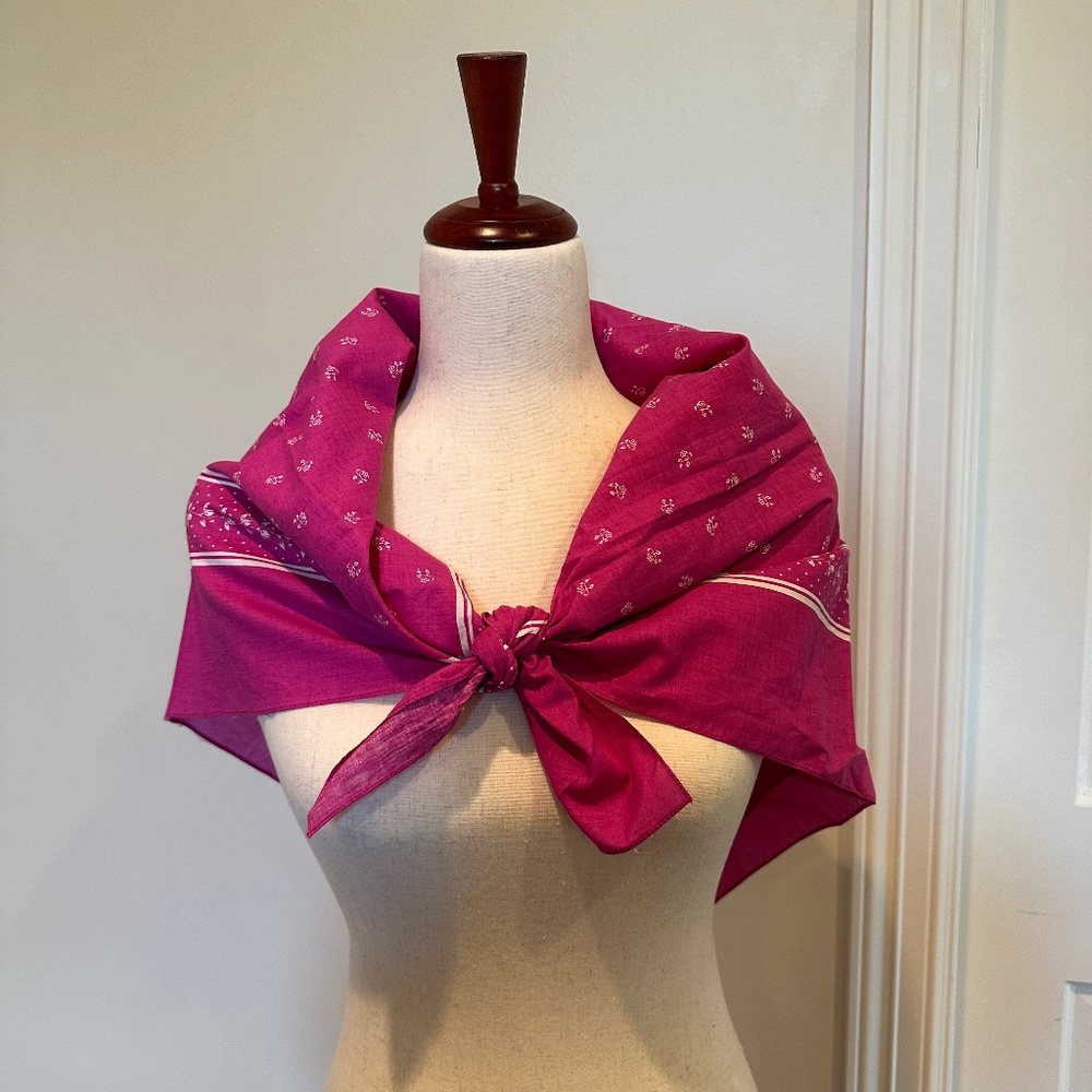 Vintage Laura Ashley Pink Cotton Scarf 35 in square